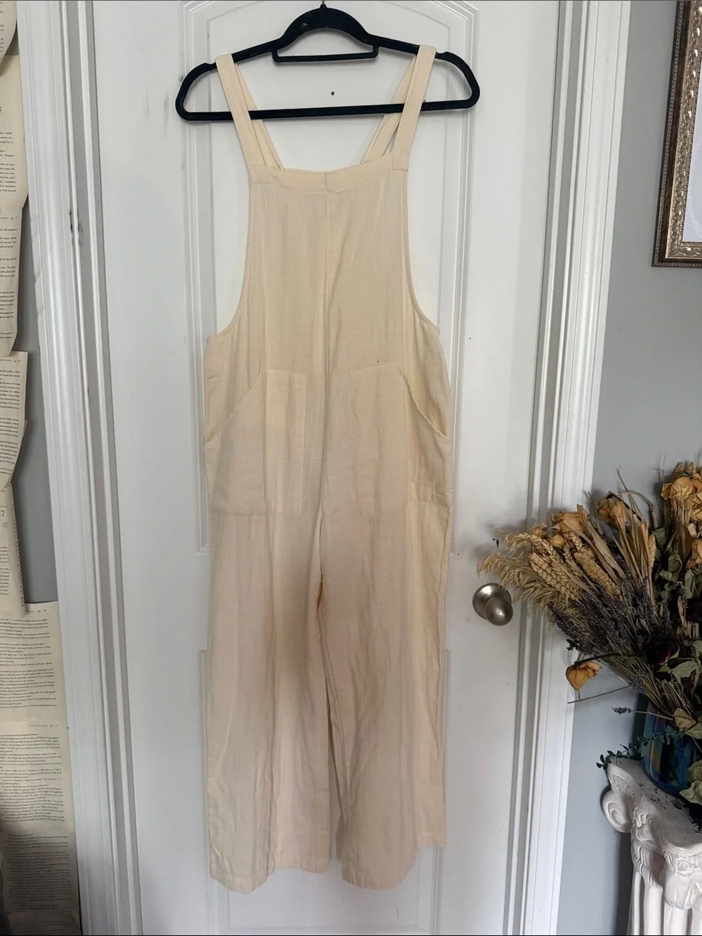 Billabong Cream Wide-Leg Cotton Jumpsuit Overalls - Picture 1 of 1
